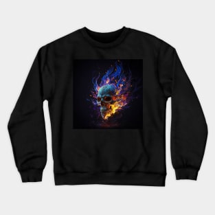 Flaming Skull Abstract Fire Design Crewneck Sweatshirt